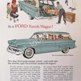 CARTEL ANTIGUO ORIGINAL DE AUTOS FORD RANCH WAGON 1954 /537 RARO