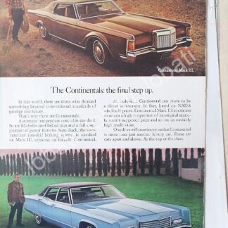 CARTEL ANTIGUO ORIGINAL DE AUTOS FORD CONTINENTAL MARK III & LINCOLN /531