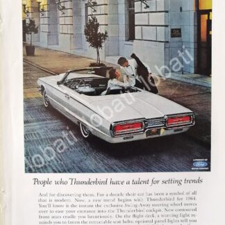 CARTEL ANTIGUO ORIGINAL DE AUTOS FORD THUNDERBIRD 1964 /529