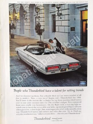 CARTEL ANTIGUO ORIGINAL DE AUTOS FORD THUNDERBIRD 1964 /529
