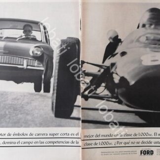 CARTEL ANTIGUO ORIGINAL DE AUTOS FORD ANGLIA Vs FORMULA 1 1960 /521