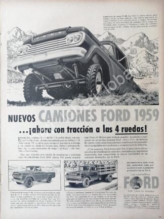 CARTEL ANTIGUO ORIGINAL DE AUTOS PICKUP FORD F-100 Y MAS 1959 / 511