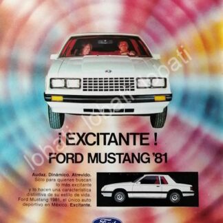 CARTEL ANTIGUO ORIGINAL DE AUTOS FORD MUSTANG 1981 / MUY RARO