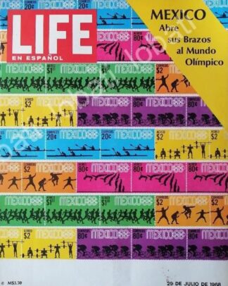 PORTADA ANTIGUA ORIGINAL OLIMPIADAS MEXICO 68 Y SUS ESTAMPILLAS