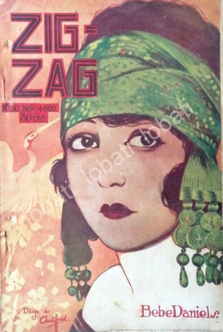PORTADA ANTIGUA ORIGINAL ARTISTICA DIBUJO DE ANDRES AUDIFFRED 1920 BEBE DANIELS