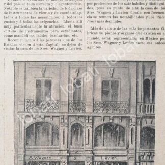 CARTEL ANTIGUO ORIGINAL DE FABRICA DE PIANOS WAGNER Y LEVIEN 1895 /376