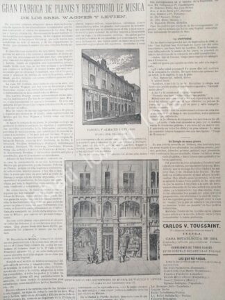 CARTEL ANTIGUO ORIGINAL DE FABRICA DE PIANOS WAGNER Y LEVIEN Y MAS 1895 /374