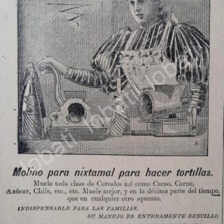 CARTEL ANTIGUO ORIGINAL DE MINI CARTEL. FABRICA DE MOLINOS EL AZTECA 1894 /373 SUPER RARO