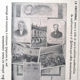 CARTEL ANTIGUO ORIGINAL DE MINI CARTEL. COMPAÑIA DE SEGUROS LA FRATERNAL 1894 /368
