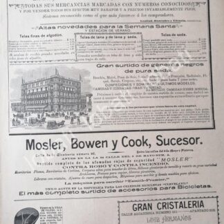 CARTEL ANTIGUO ORIGINAL DE TIENDA EL PALACIO DE HIERRO Y OTROS 1894 DIBUJO DE EGON J. KOSSUTT /370