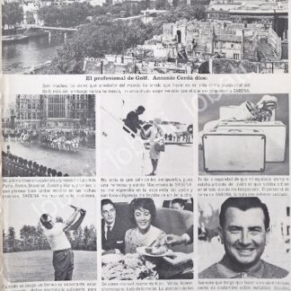 CARTEL ANTIGUO ORIGINAL DE EL CAMPOEON DE GOLF. ANTONIO CERDA Y AEROLINEAS SABENA 1965 /357