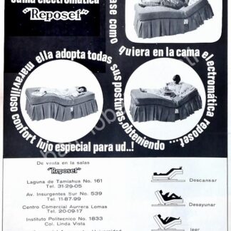CARTEL ANTIGUO ORIGINAL DE CAMA RECLINABLE DE REPOSET MEXICO 1968 /343 SUPER RARO