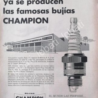 CARTEL ANTIGUO ORIGINAL DE BUJIAS CHAMPION Y SU PLANTA 1958 /339 MUY RARO