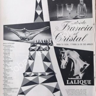 CARTEL ANTIGUO ORIGINAL DE LALIQUE, DE CRISTAL DE BACCARAT 1956 DIBUJO DE JEAN COLIN /332