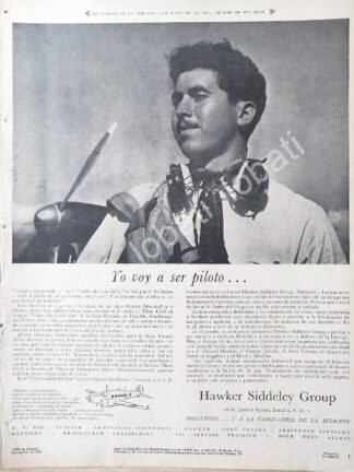 CARTEL ANTIGUO ORIGINAL DE ALBERTO MENNECHEY Y AVIONES HAWKER SIDDELEY 1953 /321