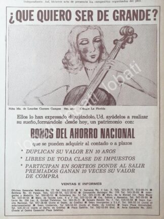 CARTEL ANTIGUO ORIGINAL DE BONOS DEL AHORRO NACIONAL 1974 /319