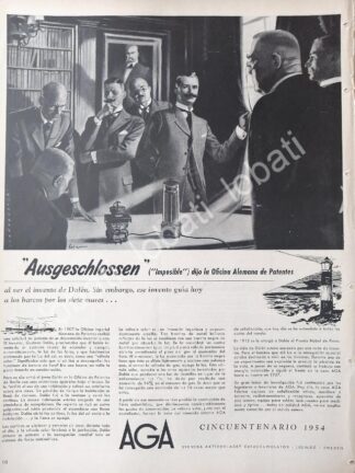 CARTEL ANTIGUO ORIGINAL DE AGA. AKTIBIOLAGET GAS ACCUMULATOR 1954 /313 SUPER RARO