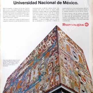 CARTEL ANTIGUO ORIGINAL DE CCE. UNAM COMPRA COMPUTADORA BURROUGHS B5500 1969 /302