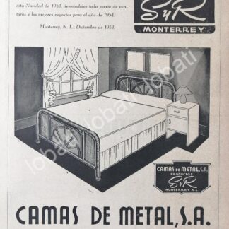 CARTEL ANTIGUO ORIGINAL DE CAMAS DE METAL S.A ( SALINAS Y ROCHA ) 1941 MONTERREY /292