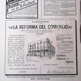 CARTEL ANTIGUO ORIGINAL DE TIENDA LA REFORMA DEL COMERCIO 1894 RICHAUD Y CIA Y OTRAS. /286