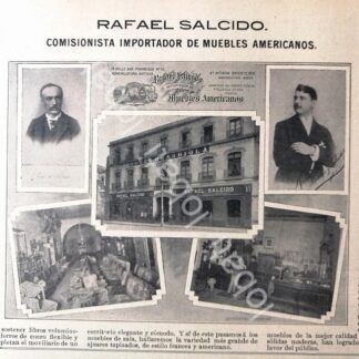 CARTEL ANTIGUO ORIGINAL DE MUEBLERIA RAFAEL SALCIDO 1895 /283 / SUPER RARO