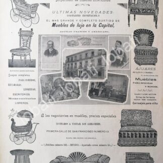 CARTEL ANTIGUO ORIGINAL DE MUEBLERIA RAFAEL SALCIDO 1895 /282 / SUPER RARO