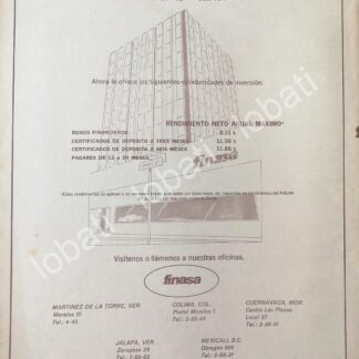CARTEL ANTIGUO ORIGINAL DE FINANCIERA NACIONAL AZUCARERA (FINASA) 1974 /169. BANCOS