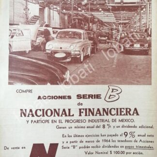CARTEL ANTIGUO ORIGINAL DE ACCIONES SERIE B DENACIONAL FINANCIERA 1963 /168
