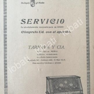 CARTEL ANTIGUO ORIGINAL DE RADIOS KENNEDY . TARNAVA & CIA. 1926 /487 MONTERREY. SUPER RARO 10+++