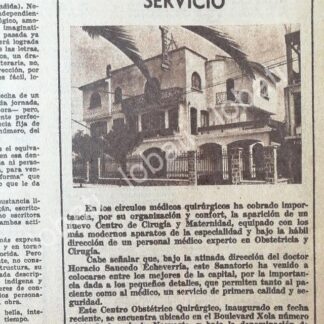 CARTEL ANTIGUO ORIGINAL DE SANATORIO NARVARTE. HORACIO SAUCEDO ECHEVERRIA 1950 /486