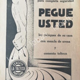 CARTEL ANTIGUO ORIGINAL DE CEMENTOS TOLTECA 1931 /484 ART NOUVEAU