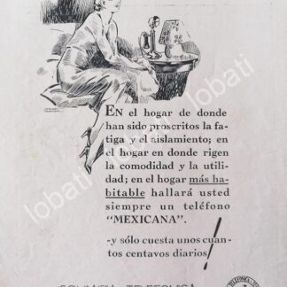 CARTEL ANTIGUO ORIGINAL DE CIA. TELEFONICA Y TELEGRAFICA DE MEXICO S.A 1931 /483