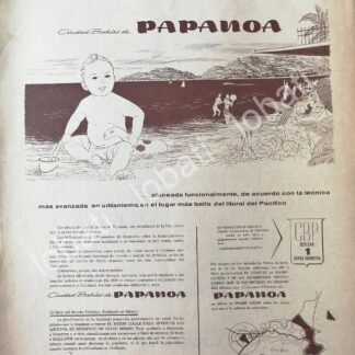 CARTEL ANTIGUO ORIGINAL DE INICIOS DE LA COLONIA BAHIAS DE PAPANOA 1959 /473 RARO
