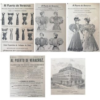 CARTEL ANTIGUO ORIGINAL DE 5 MINI CARTELES. TIENDA AL PUERTO DE VERACRUZ 1894-1898 /469