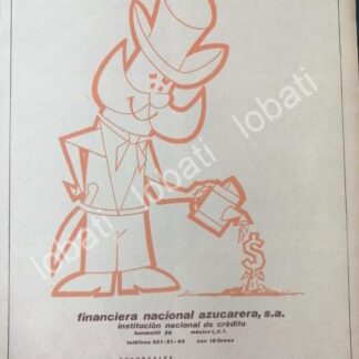 CARTEL ANTIGUO ORIGINAL DE BANCO FINANCIERA NACIONAL AZUCARERA 1972 /164 / RARO