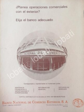 CARTEL ANTIGUO ORIGINAL DE BANCO NACIONAL DE COMERCIO EXTERIOR ( BANCOMEXT) 1972 /162