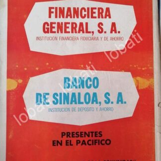 CARTEL ANTIGUO ORIGINAL DE FINANCIERA GENERAL S.A Y BANCO DE SINAOLA 1972 /161