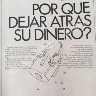 CARTEL ANTIGUO ORIGINAL DE BANCO BANCOMER (FINANCIRA BANCOMER ) 1969 /156