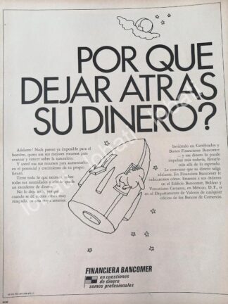 CARTEL ANTIGUO ORIGINAL DE BANCO BANCOMER (FINANCIRA BANCOMER ) 1969 /156