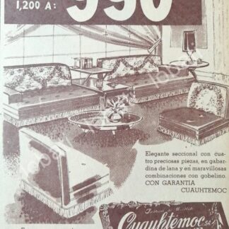 CARTEL ANTIGUO ORIGINAL DE MUEBLERIA CUAUHTEMOC, (ALVARO OBREGON 127 D.F) 1950s /457