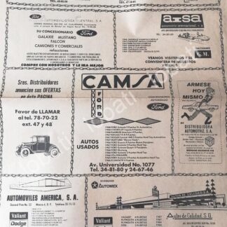 CARTEL ANTIGUO ORIGINAL DE AGENCIAS DE AUTOS VARIAS D.F ABRIL 1969 /456