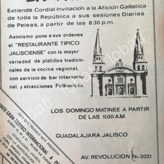 CARTEL ANTIGUO ORIGINAL DE RESTAURANT PALENQUE LA TAPATIA, JALISCO, 1970s /442 MUY RARO