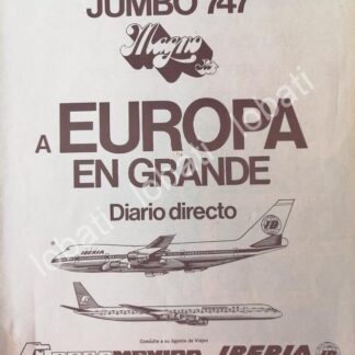 CARTEL ANTIGUO ORIGINAL DE AEROLINAS AEROMEXICO ESTRENA AVION JUMBO 747 /438 MUY RARO