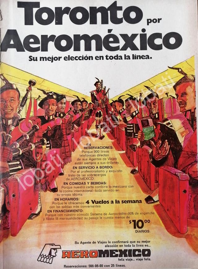 CARTEL ANTIGUO ORIGINAL DE AEROLINAS AEROMEXICO 1973 /437 PUBLICIDAD ARTISTICA