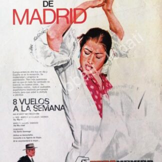 CARTEL ANTIGUO ORIGINAL DE AEROLINAS AEROMEXICO, BAILADORA ESPAÑOLA 1973 /431