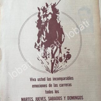 CARTEL ANTIGUO ORIGINAL DE HIPODROMO DE LAS AMERICAS 1966 /423