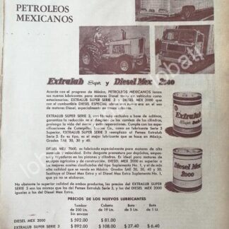 CARTEL ANTIGUO ORIGINAL DE PEMEX, EXTRALUB Y DIESELMEX 1966 /418 RARO