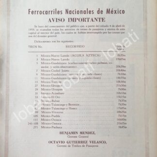 CARTEL ANTIGUO ORIGINAL DE AVISO REANUDACION DE FERROCARRILES NACIONALES 1959 /417