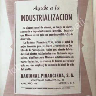 CARTEL ANTIGUO ORIGINAL DE BANCO NACIONAL FINANCIERA 1956 /152