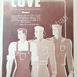 CARTEL ANTIGUO ORIGINAL DE ROPA Y UNIFORMES COVE S.A FELICITA A LA REVISTA SIEMPRE 1956 /413